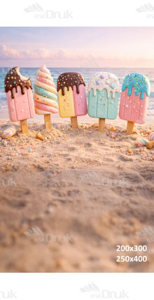 Tło fotograficzne „Pastelowe lody na plaży” | UB_877